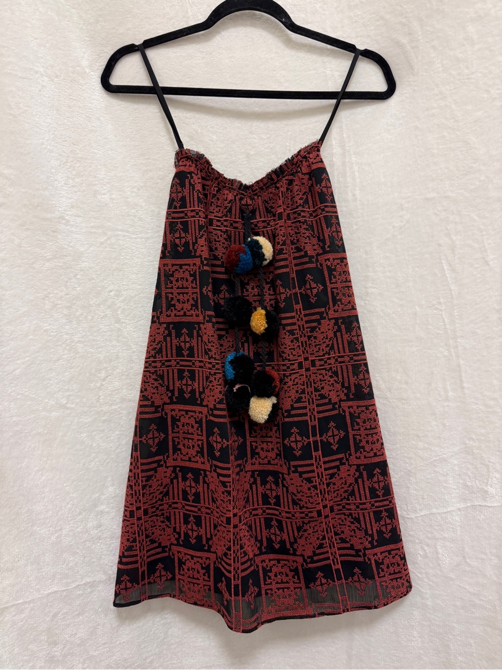 Red Carter Boho Pom-Pom Strap Dress - Picture 2 of 7